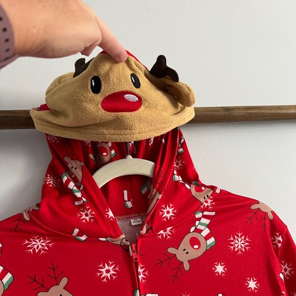 Matching Family Pajamas Reindeer Antler Zipper Onesie RED SZ XL / MOM - Picture 7 of 13
